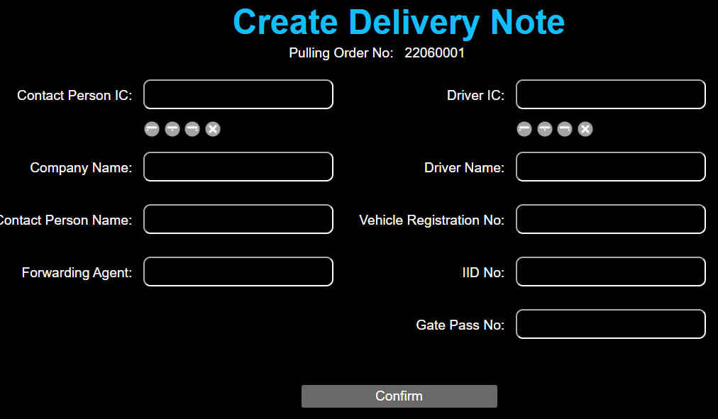 Create Delivery Note empty page