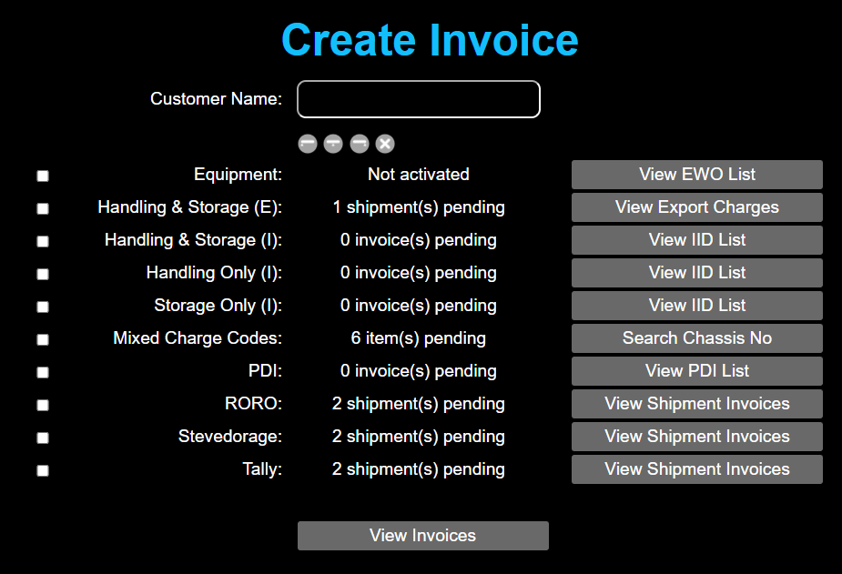 Create Invoice Screenshot