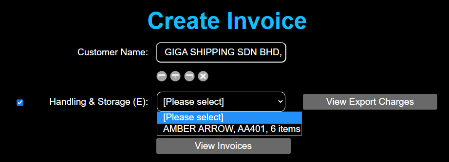Create Invoice Screenshot