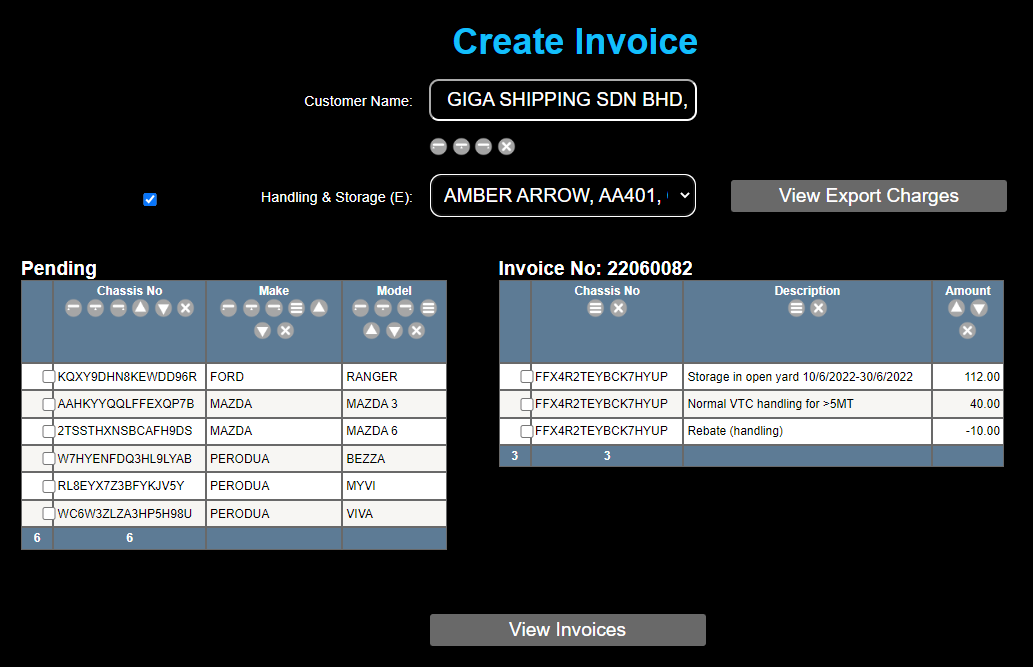 Create Invoice Screenshot