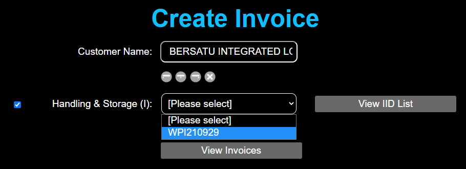 Create Invoice Screenshot