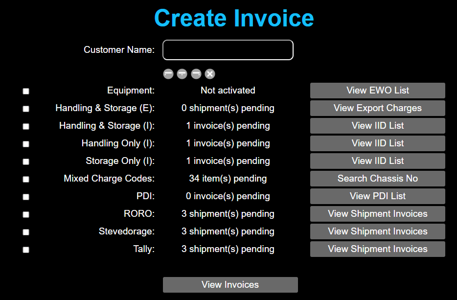 Create Invoice Screenshot