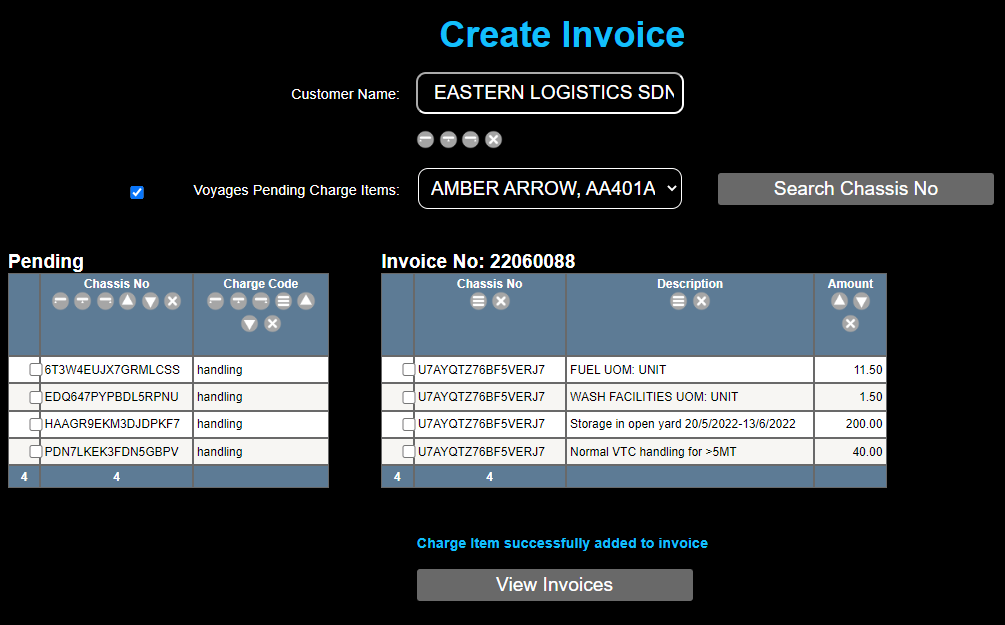 Create Invoice Screenshot