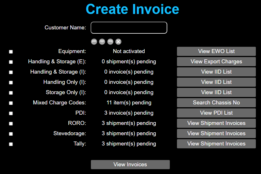 Create Invoice Screenshot