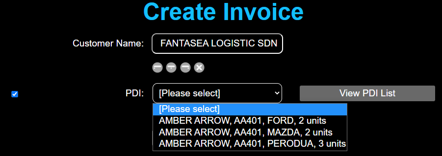 Create Invoice Screenshot