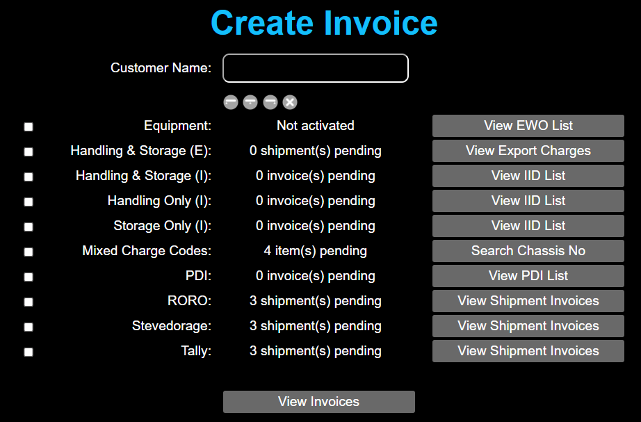 Create Invoice Screenshot
