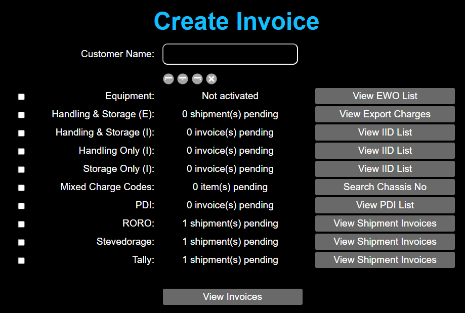 Create Invoice Screenshot