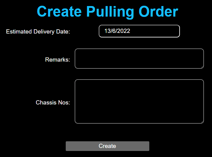 Create Pulling Order empty page